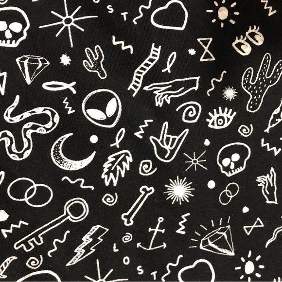 Black tee AOP Mystical Alien 👽 Snake Magic LOST Skull t-shirt Moon 🧿 Evil Eye - Picture 5 of 8